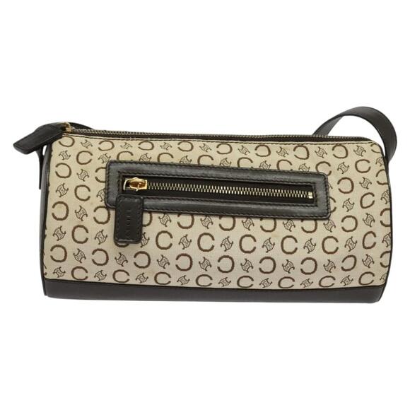 CELINE C Macadam Canvas Shoulder Bag Beige Gold - Picture 2 of 12